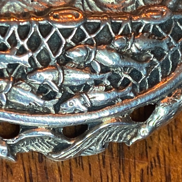 Norskt Monster Vintage Fisherman Silver Brooch - Picture 2 of 16